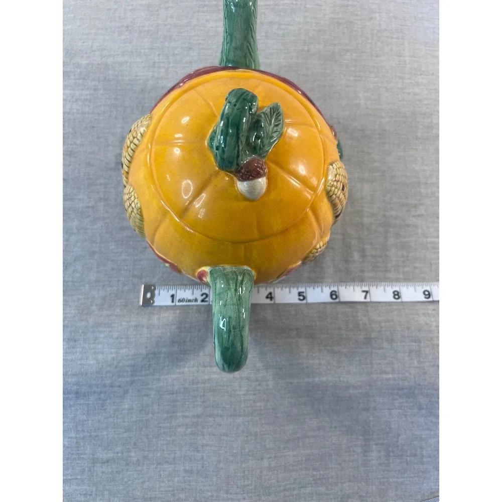 Corn Palace Harvest Pumpkin Corn Vegetable Ceramic Teapot
